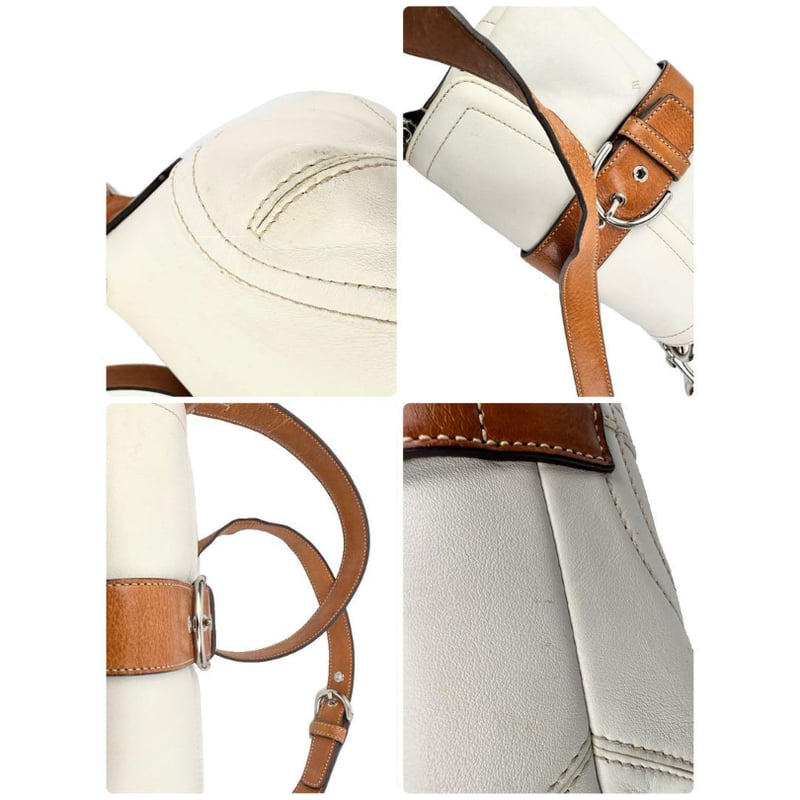 コーチ COACH ショルダーバッグ ホワイト ブラウン 白レザー 茶色