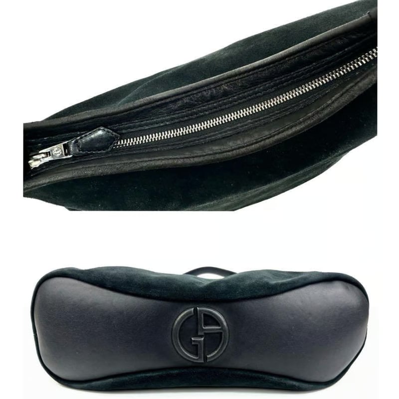ジョルジオアルマーニ GIORGIO ARMANI ブラック スエード レザー黒