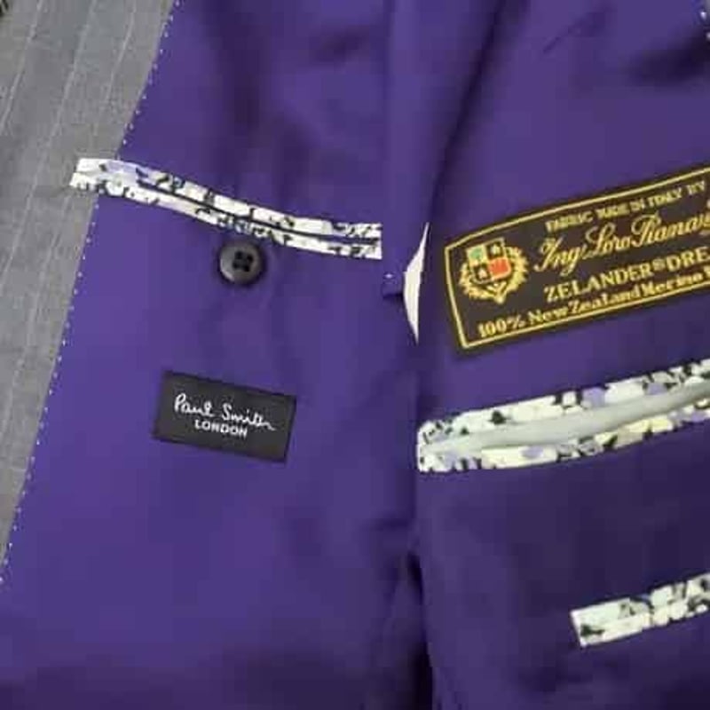 S15｜Paul Smith×ロロピアーナ 2Bグレーストライプスーツ(S) 定価99,000