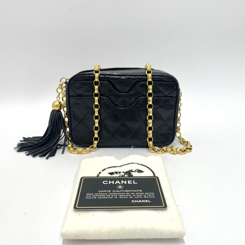 CHANEL リザード チェーンショルダーバッグ タッセルチャーム 2番台