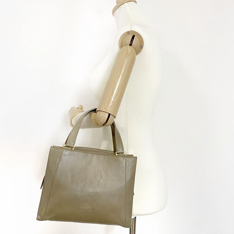 318398 ロエベ LOEWE アナグラム ミニ ハンドバッグ レザー ベージュ