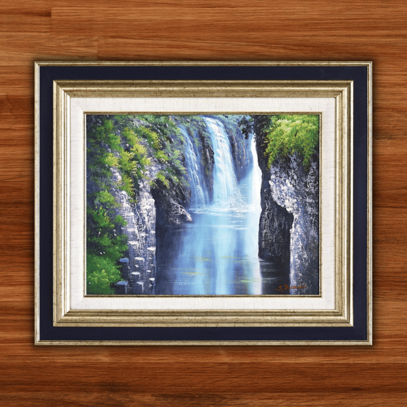 油彩原画 『高千穂峡』 F10号キャンバス 額装品 油彩原画 『高千穂峡