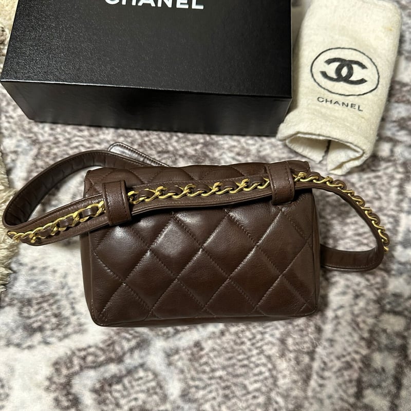 シャネル マトラッセ チェーン ウエストバッグ ポーチ ブラウン | ISSN