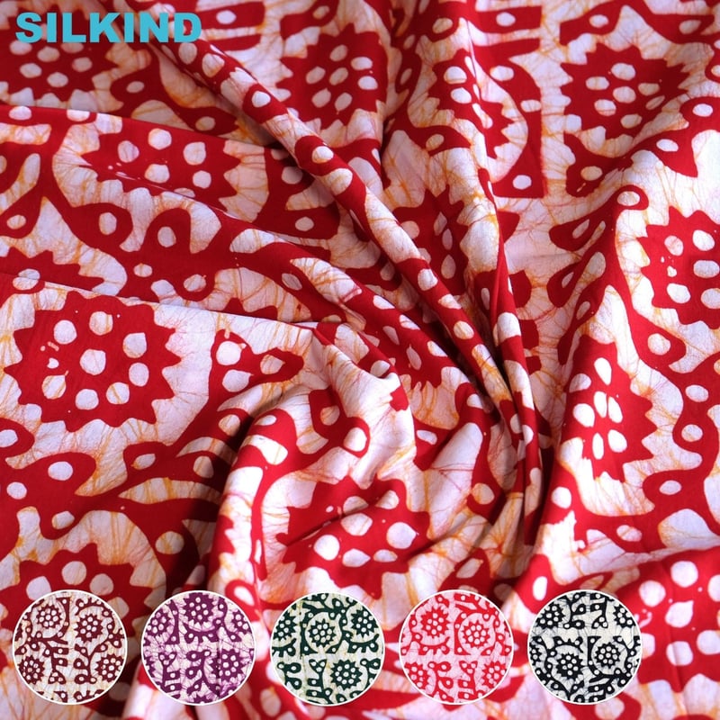 バティック 生地 ろうけつ染め ブロックプリント 約85×290cm インド綿