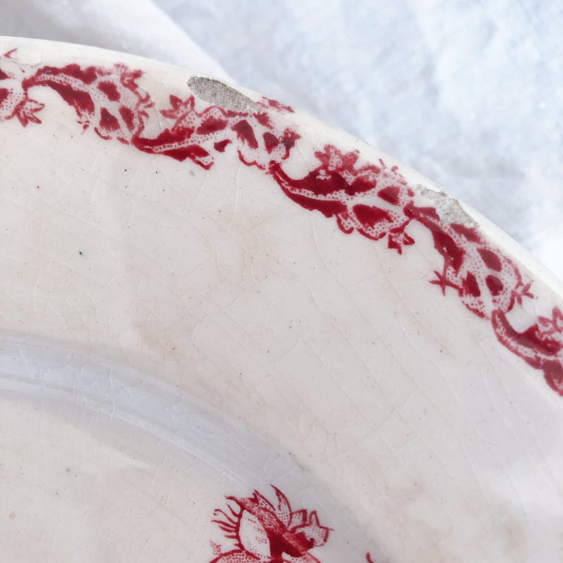 GIEN ジアン あざみ柄 コンポティエ ケーキスタンド 赤 アンティーク