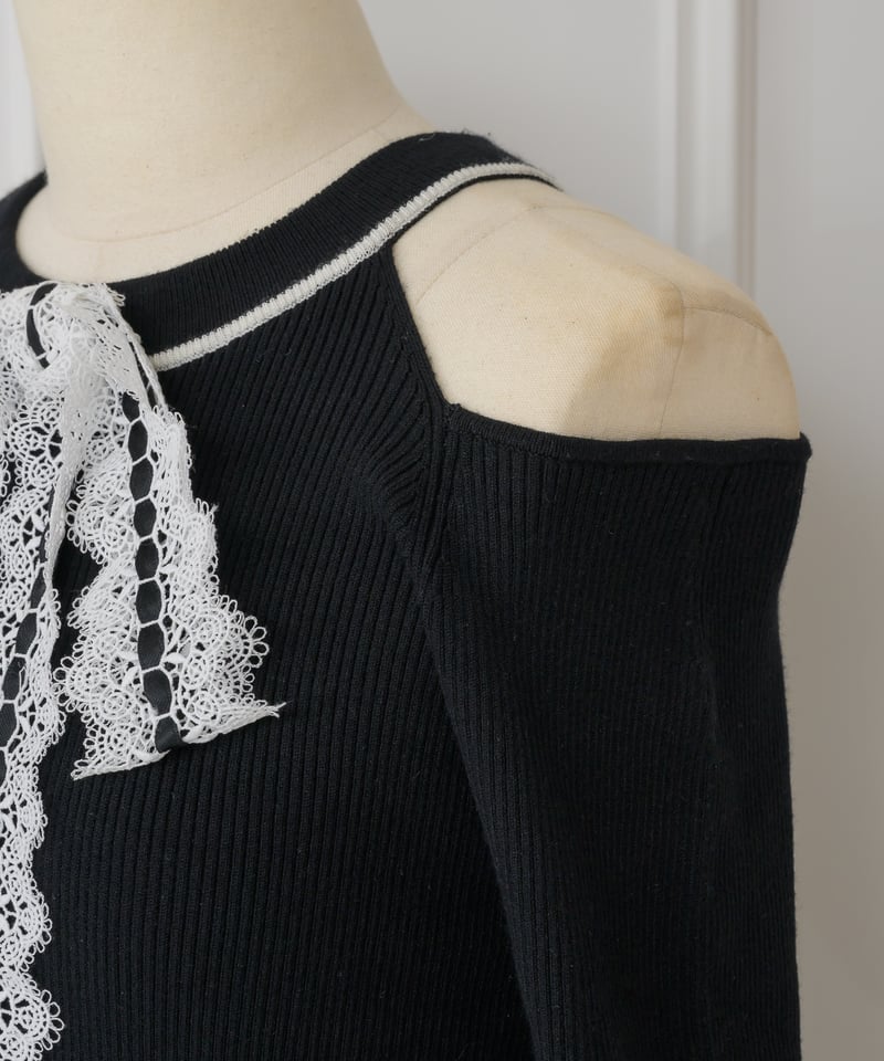 レースリボンミニニットワンピース【2月中旬頃お届け予定