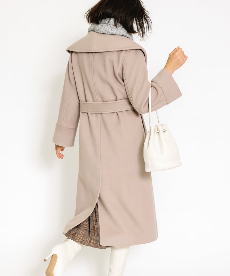 ウール100% ベルテッド ビッグカラーコート CH_hdmn | CH_hdmn