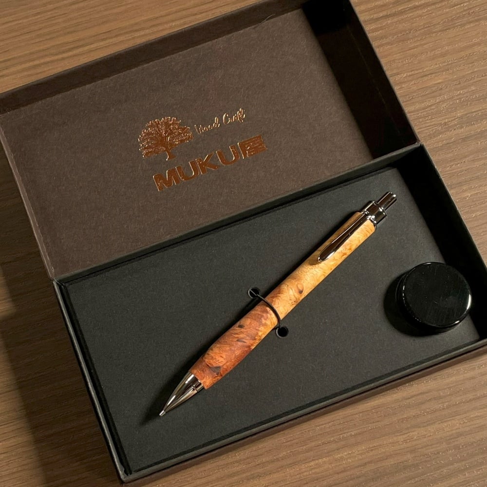 一点もの！【花梨瘤紅白】 木軸シャープペンシル UMA12 (SN_420535