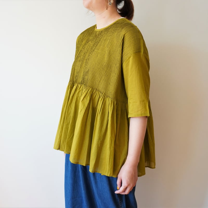 maison de soil／オーガニックコットンボイル ピンタックブラウス