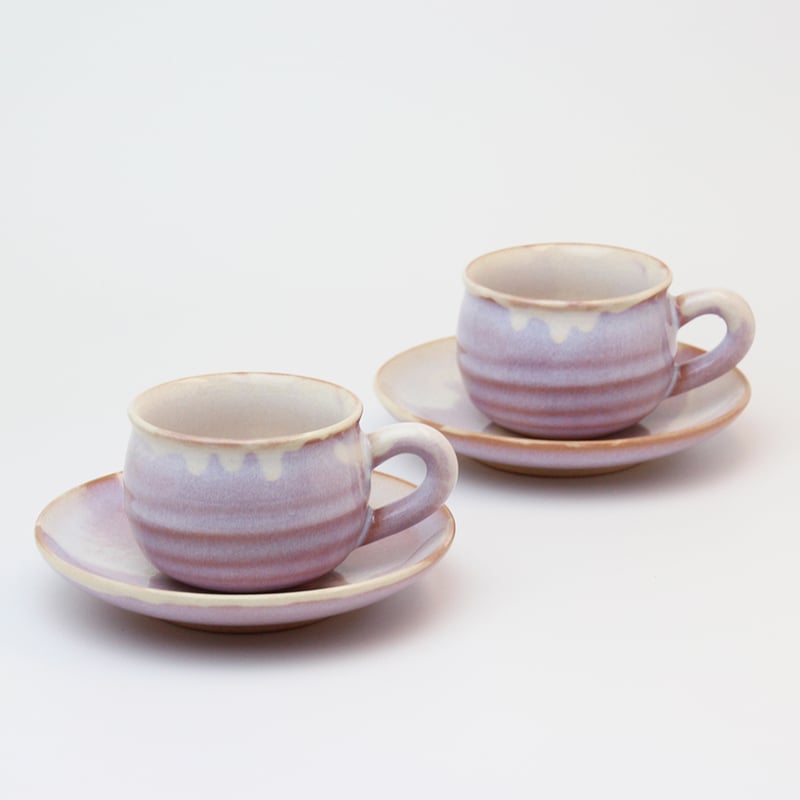 萩むらさき丸珈琲ペア（化粧箱）｜萩焼窯元 萩陶苑 椿秀窯 ギフト