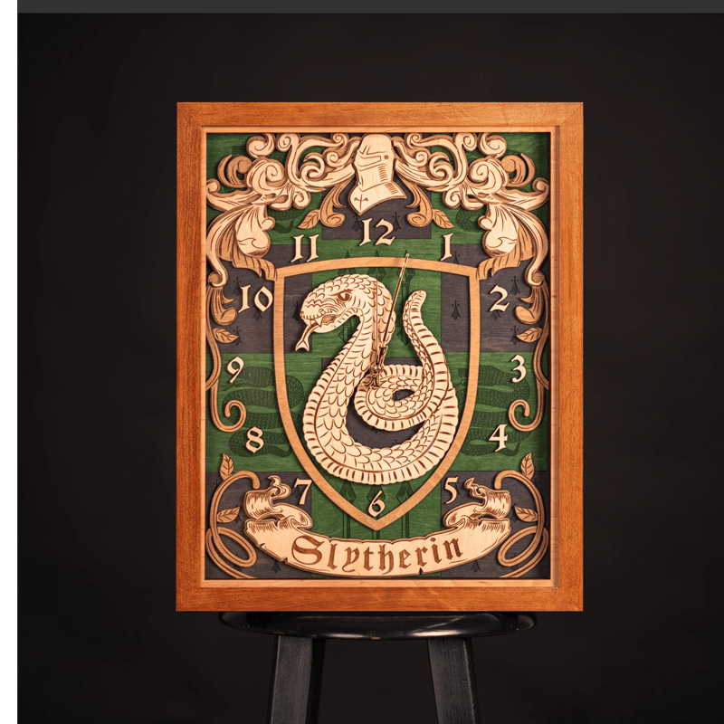 ハリーポッター スリザリン アンティーク 3D 壁掛け時計 ライト