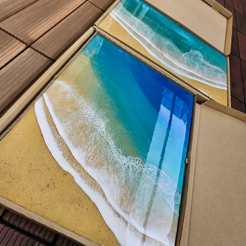 レジンアート 【琉球漆喰×OKINAWAN OCEAN #80】 Middleサイズ(A3)