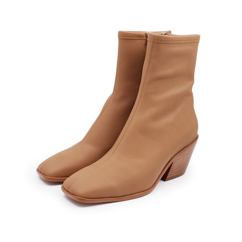 ストレッチレザーサイドジップブーツ 60 キャメル｜APOM186 | APOM