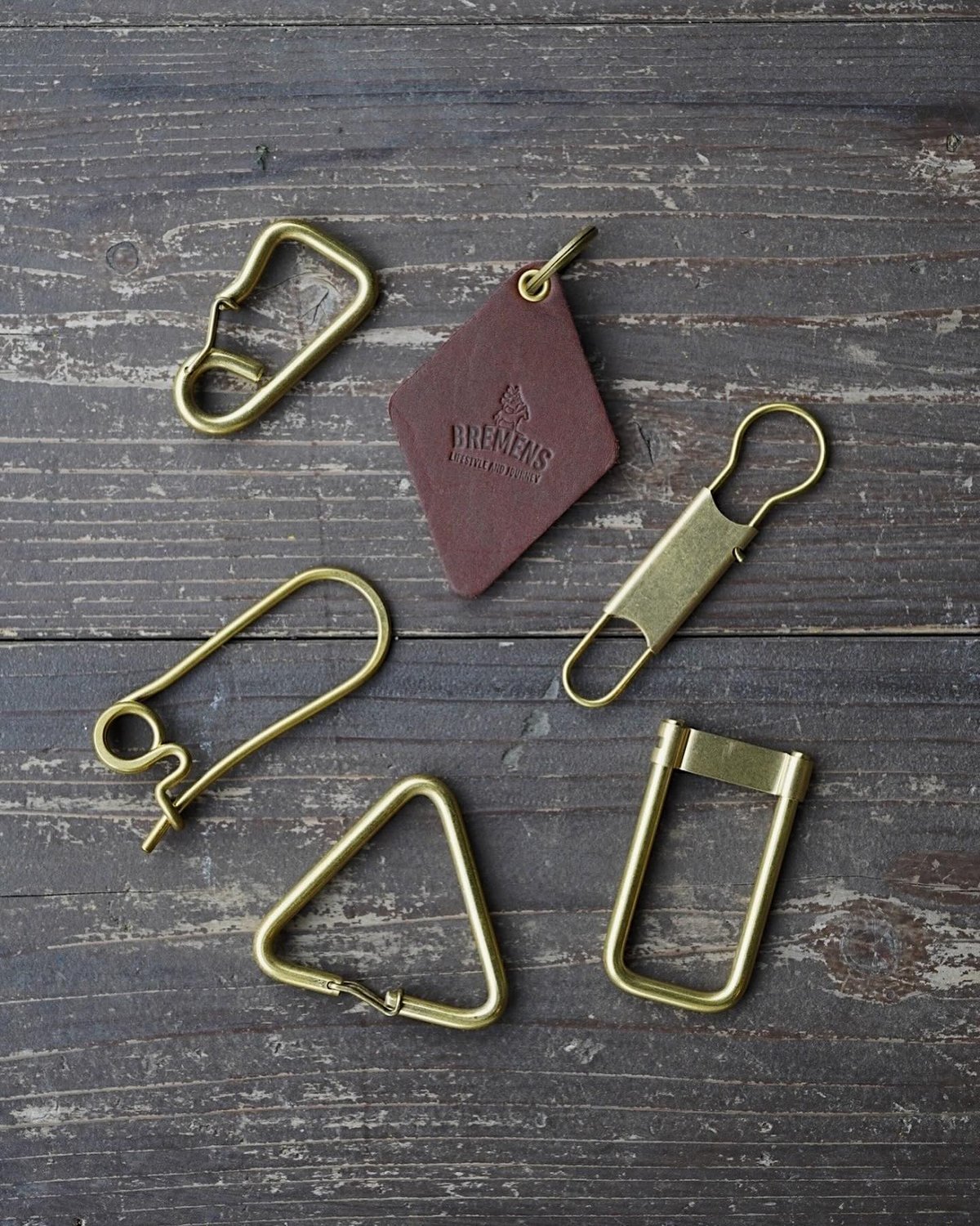 安全ピン型】BRASS PARTS KEY RING HOLDER - 真鍮キーリング |