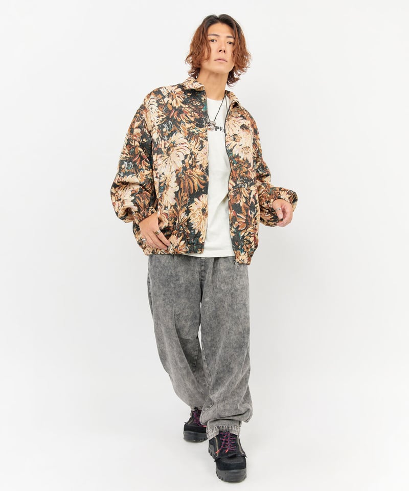 ヴィンテージ風ゴブラン織りビッグシルエットブルゾン（BLACK