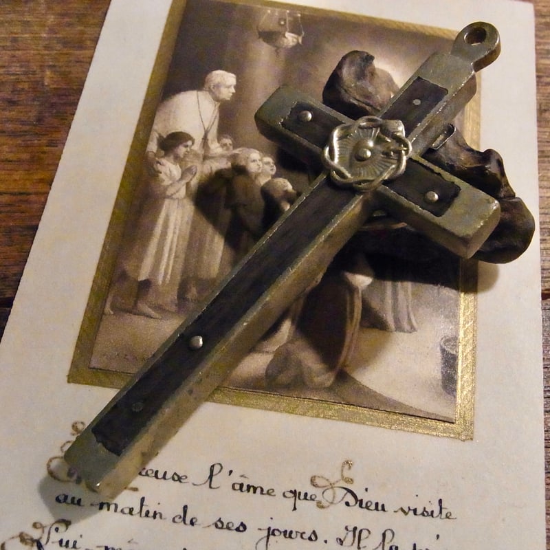 フランス アンティーク クロス 十字架 真鍮 ブロンズ キリスト 磔