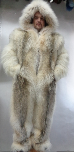 BRAND NEW ARCTIC COYOTE FUR SNOWSUIT JUMPSUIT COAT FUR MEN MAN | eBay