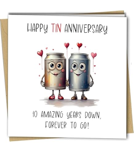 Hunts England - 10th Wedding Anniversary Card - 10 Years Together