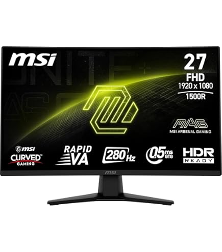 MSI MAG 27CQ6F 27 Inch WQHD Curved Gaming Monitor - 1500R 2560 x