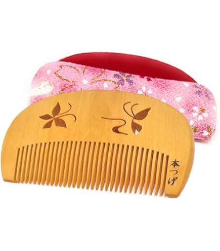 Amazon | つげ櫛 解櫛4寸 国産さつまつげ ケース付 (黒) | 辻忠商店