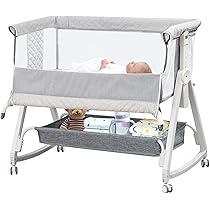Amazon.co.jp: ベビーベッド 添い寝ベッド グレー 乳児用ベッド 多機能