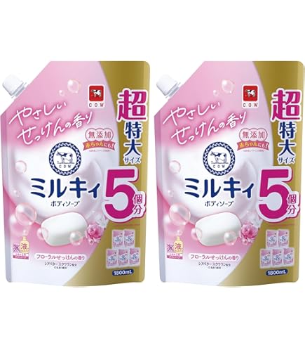 Amazon | 牛乳石鹸 ミルキィボディソープ フローラルソープの香り 詰替