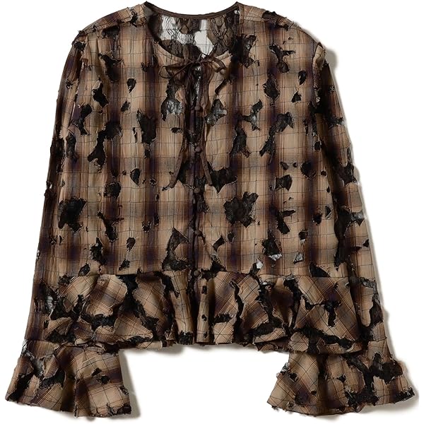Amazon.co.jp: [レイビームス] L/Sシャツ・ブラウス チェック フリル