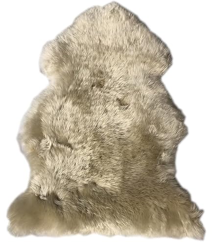 Amazon｜Sunshine Cowhides 100% 本物のヤギ皮ラグ - ベージュ