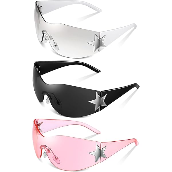 Amazon.com: Ovveroche 3 Pairs Y2K Sunglasses for Women Men, Trendy