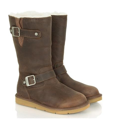 UGG® AUSTRALIA KENSINGTON 5678 TOAST LEATHER BIKER BOOTS UK 4.5
