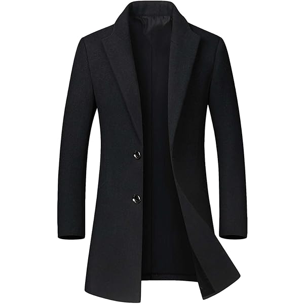 JEKE-DG Men's Winter Warm Wool Coats Slim Fit Single Breasted