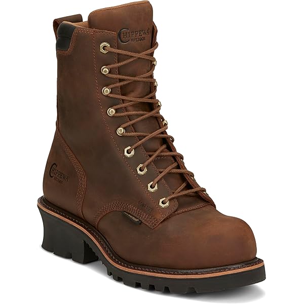 Amazon.com | Chippewa Men`s Brown 8In Round Soft Toe Work Boot