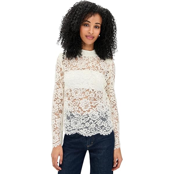 Amazon.com: WAYF Women's Emma Puff Sleeve Lace Top, Ivory Lace