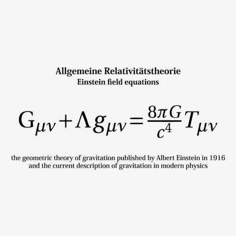 科学Tシャツ：一般相対性理論(アインシュタイン方程式)微修正版_黒