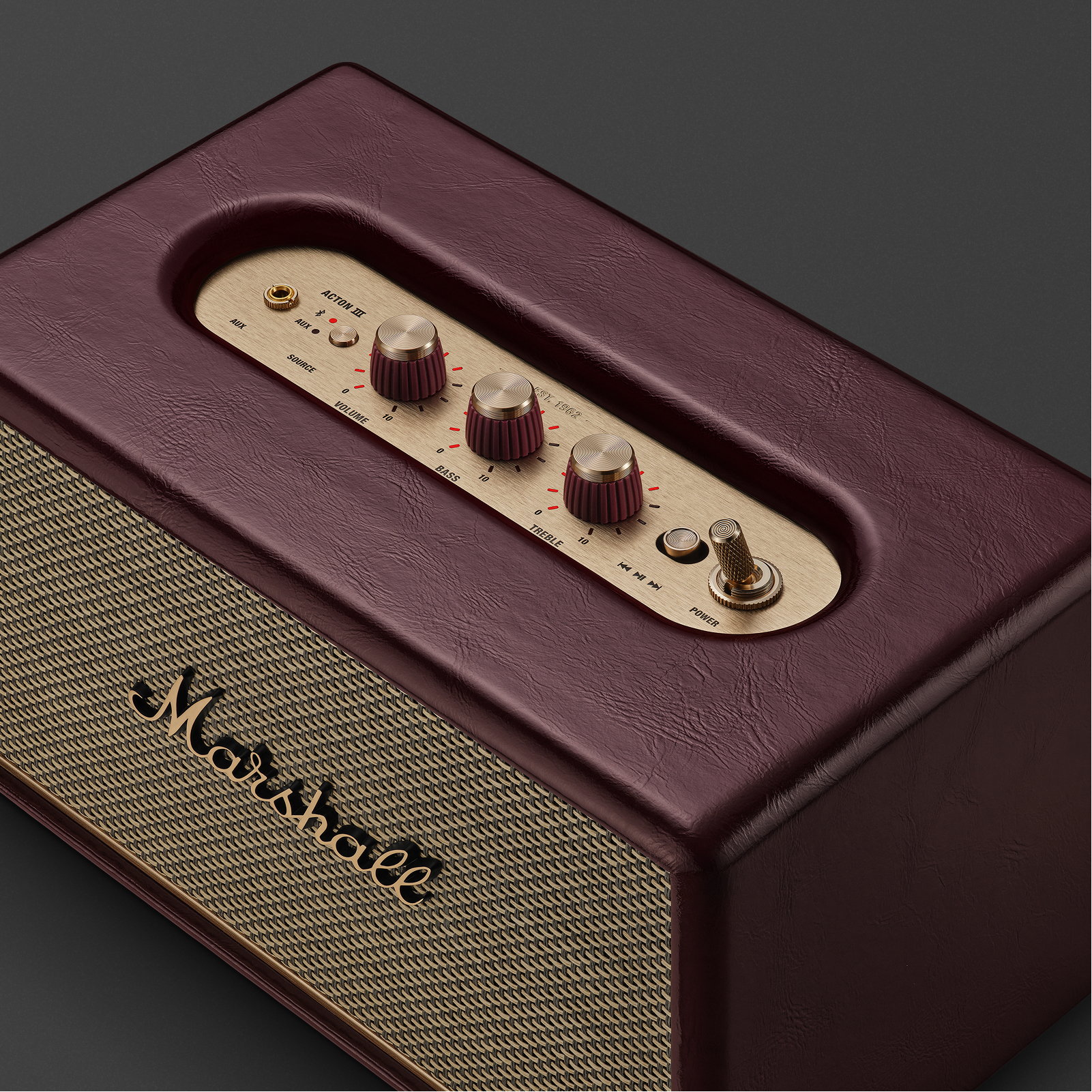 Acton III Burgundy compact Bluetooth speaker | Marshall.com