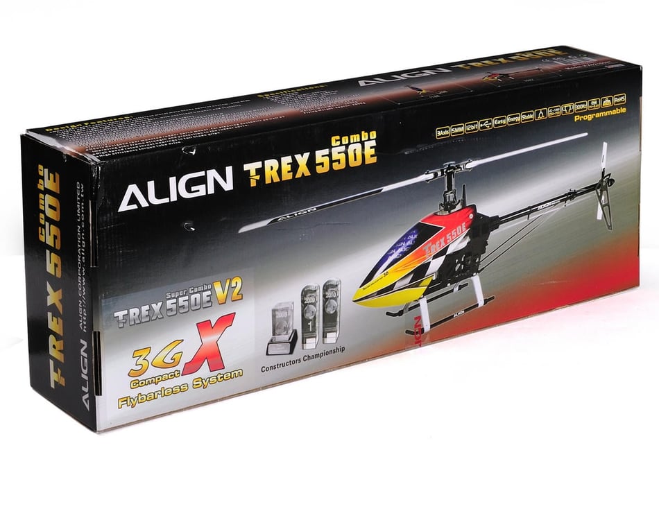 Align T-Rex 550E V2 3GX Super Combo w/Motor, 4 Servos & CF Blades