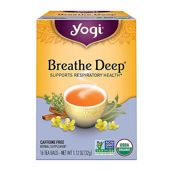 Yogi Herbal Supplement Tea Organic Breathe Deep 16 Count - 1.12 Oz