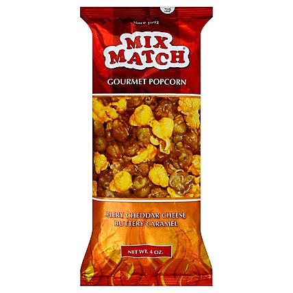 Mix Match Popcorn Gourmet Fiery Cheddar Cheese Buttery Caramel - 4