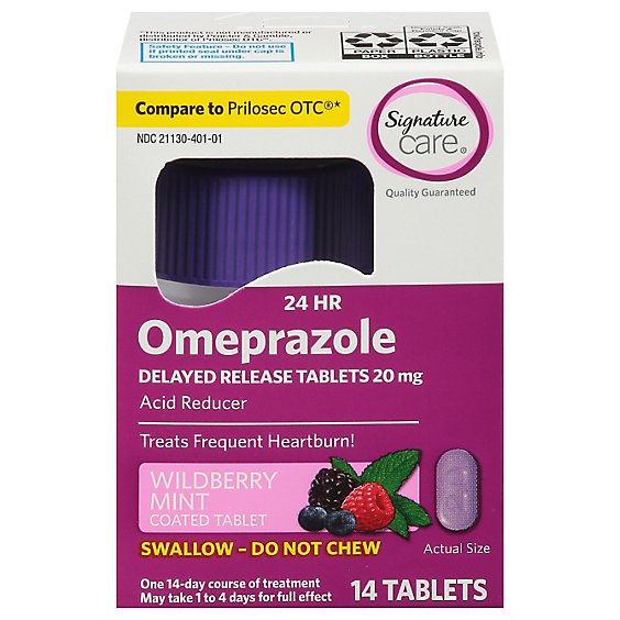 Signature Select/Care Omeprazole Acid Reducer Tab Wildberry Mint