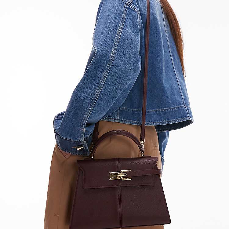 JW PEI Elise large top handle bag in burgundy | ASOS