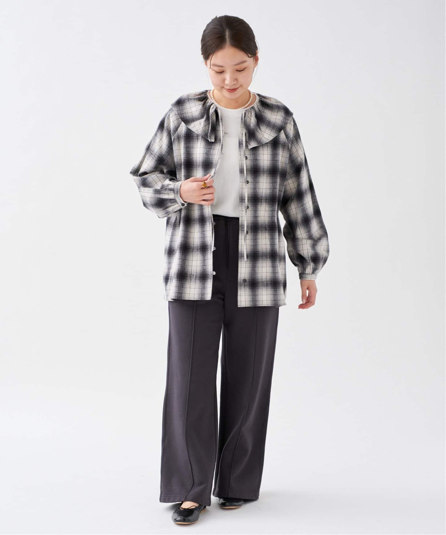 追加》BLACK フリルチェックブラウス（シャツ／ブラウス）｜IENA