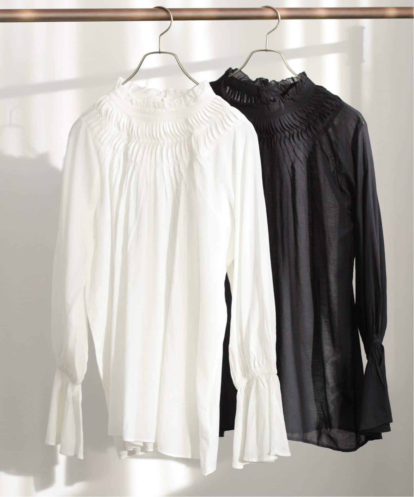 ≪追加≫コットンボイルタックフリルブラウス（シャツ／ブラウス