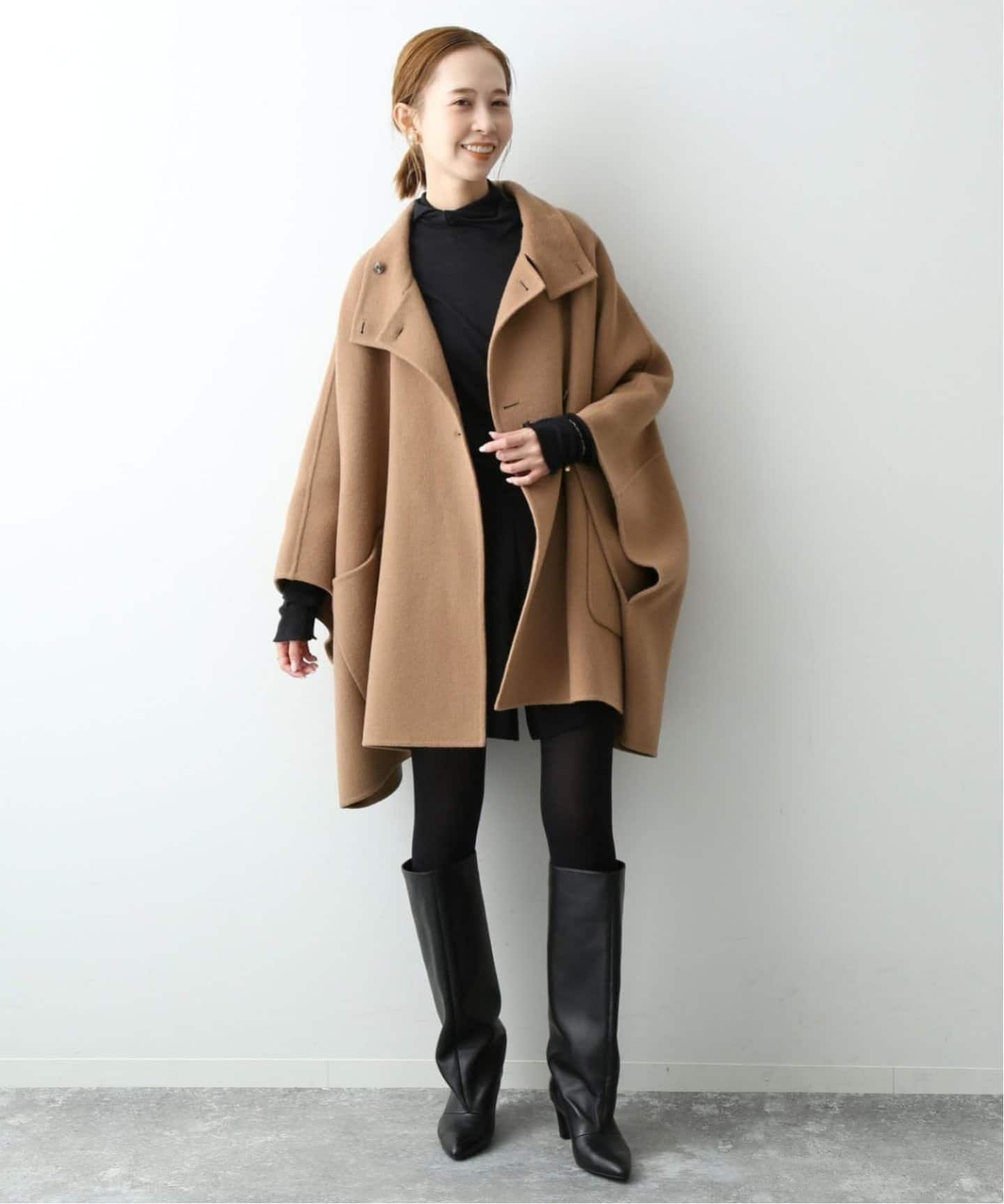 WEB限定/追加》スタンドカラーダブルフェイスポンチョ（ポンチョ