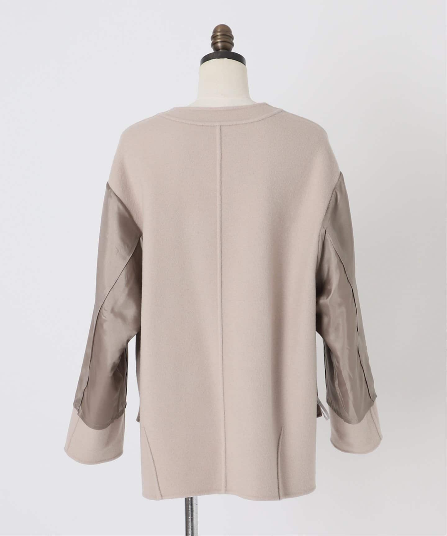 souple woolダブルフェイスノーカラーコート（ノーカラーコート