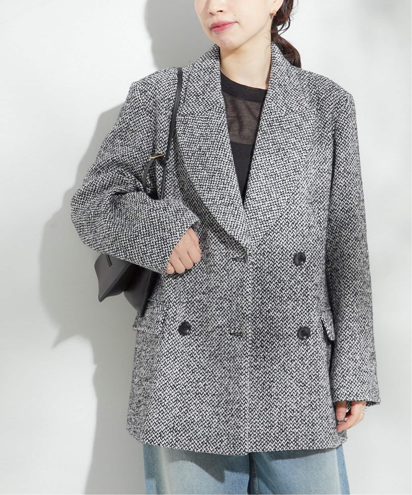 CANGIOLI/ヘリンボーンジャケットコート（その他ブルゾン／アウター