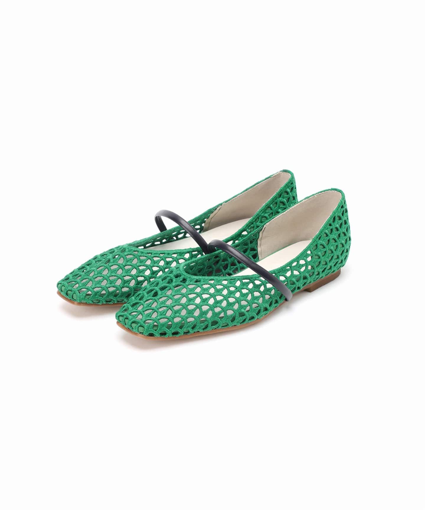 追加》スクエアクロシェストラップフラット（フラットシューズ）｜LE