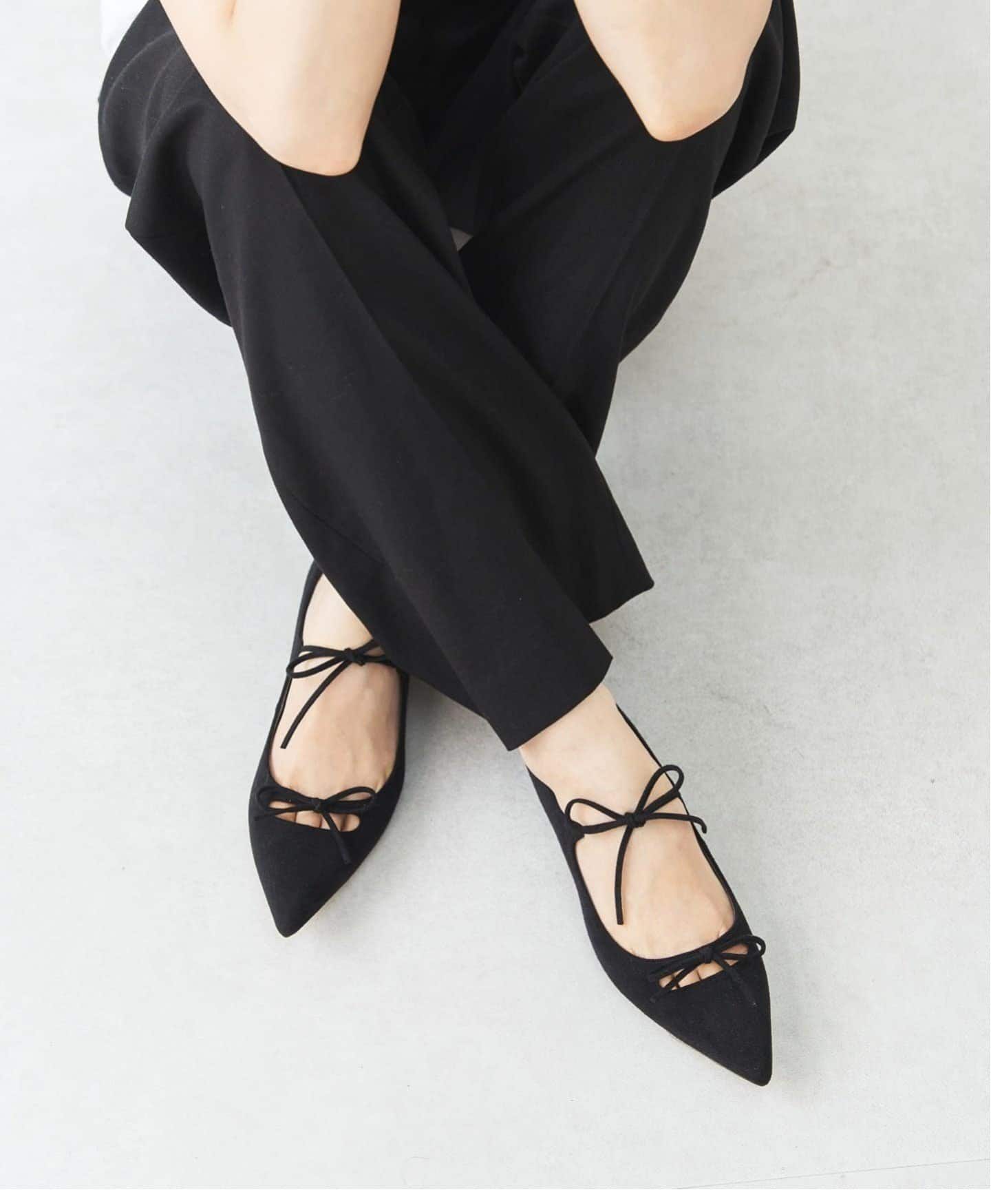 追加》ポインテッドダブルリボンフラット（フラットシューズ）｜LE