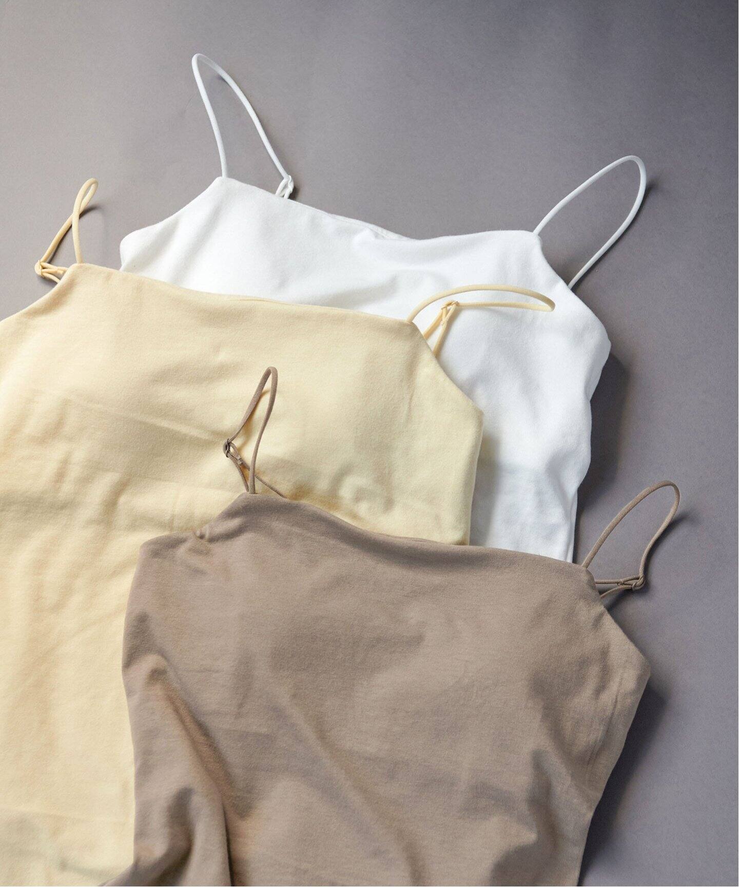 追加》オーガニックコットン混 ストレッチブラキャミソール（カップ