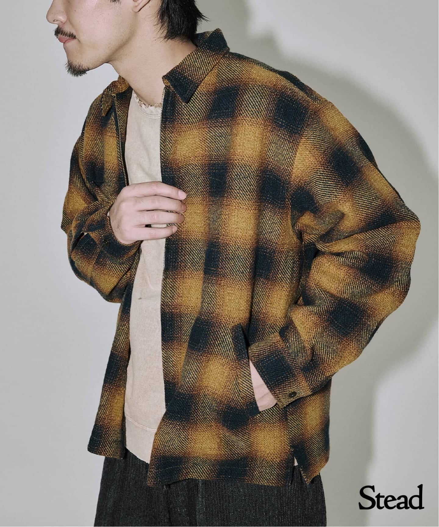 Stead / T/C ネップ オンブレー ジップ アップ シャツ（シャツ