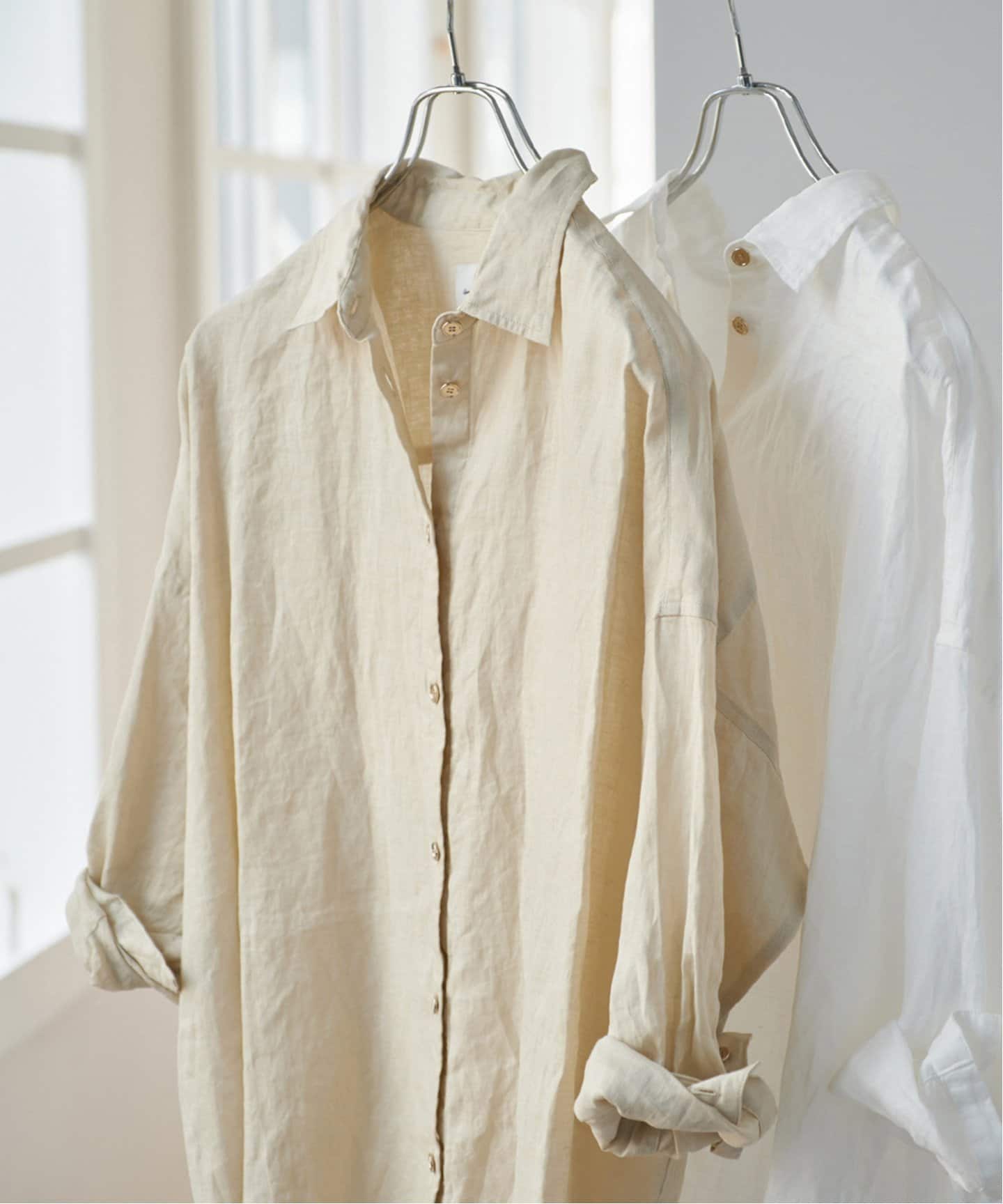 ゆったりサイズ》追加2予約 80リネンカシュクール ビッグシャツ